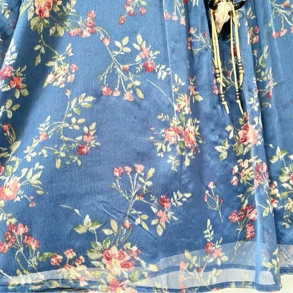 Prairie boho vibe floral flowy blouse w cold shoulder shabby chic feminine feel - Picture 5 of 15